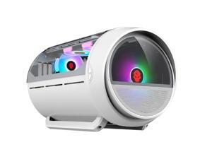 PSLizGamer Compact Mid-Tower Computer Case, with 1X20cm Fan Special-Shaped Gaming Case, Tempered Glass Front Window PC Case, USB 3.0 Desktop Case, 4 Fan Positions, M-ATX, MINI-lTX White