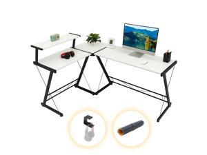 Gome L-Shaped Computer Desk - 61" Corner Desk for Space Saving, Modern Home Office Writing Desk for Work, Study and Gaming, Ergonomic Wood Desk with Monitor Stand, Desk Pad and Hanging Hook Gome L-Shaped Computer Desk - 61" Corner Desk for Space Saving, Modern Home Office Writing Desk for Work, Study and Gaming, Ergonomic Wood Desk with Monitor Stand, Desk Pad and Hanging Hook