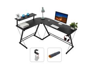 Gome L-Shaped Computer Desk - 61" Larger Corner Desk for Space Saving, Modern Home Office Writing Desk for Work, Study and Gaming, Ergonomic Wood Desk with Monitor Stand(Black) Gome L-Shaped Computer Desk - 61" Larger Corner Desk for Space Saving, Modern Home Office Writing Desk for Work, Study and Gaming, Ergonomic Wood Desk with Monitor Stand(Black)