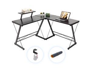 Gome L-Shaped Computer Desk - 51" Corner Desk with Monitor Stand for Home Office, Modern Writing Desk for Work, Study and Gaming for Saving Space, Ergonomic Wood Desk (Black) Gome L-Shaped Computer Desk - 51" Corner Desk with Monitor Stand for Home Office, Modern Writing Desk for Work, Study and Gaming for Saving Space, Ergonomic Wood Desk (Black)