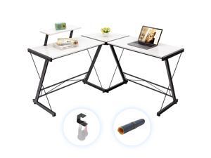 Gome L-Shaped Computer Desk - 51" Corner Desk with Monitor Stand for Home Office, Modern Writing Desk for Work, Study and Gaming for saving space, Ergonomic Wood Desk (White) Gome L-Shaped Computer Desk - 51" Corner Desk with Monitor Stand for Home Office, Modern Writing Desk for Work, Study and Gaming for saving space, Ergonomic Wood Desk (White)