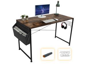 GOME Computer Writing Desk 47 inch Sturdy Large Study Work Desk for Home Office, Modern PC Laptop Desk Simple Style Industrial Table with Storage Bag & Haning Hook GOME Computer Writing Desk 47 inch Sturdy Large Study Work Desk for Home Office, Modern PC Laptop Desk Simple Style Industrial Table with Storage Bag & Haning Hook