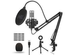USB Microphone for Recording, NLL Studio Microphone for PC with Boom Arm, Pop Filter and Tripod Stand for Streaming, Gaming, Podcasting, YouTube, NK-002