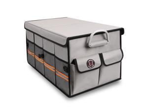 Trunk Organizer, LIBZAKI Cargo Organizer, Premium Multi Compartments Collapsible Portable Trunk Storage for auto, SUV, Truck, Minivan -GRAY Trunk Organizer, LIBZAKI Cargo Organizer, Premium Multi Compartments Collapsible Portable Trunk Storage for auto, SUV, Truck, Minivan -GRAY