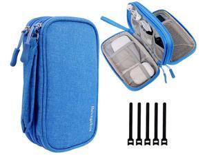 Small Travel Tech Organizer Travel Accessories Cord Organizer Case Bag for Electronics (Azure Blue Small)