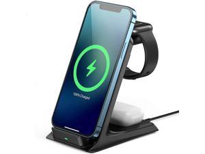Wireless Charger, 3 in 1 15W Wireless Charger Stand Compatible with iPhone 12/12Pro/11/11Pro/Max/XR/XS Max/X iWatch 6/SE/5/4/3/2/1/AirPods, Samsung Galaxy S21/S20/S20+/S10