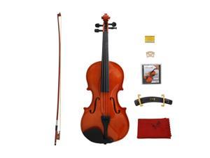 4/4 Full Size Violin Handmade Basswood Panel with Violin, Case, Bow, Rosin, Strings, Shoulder Rest, Wipe Cloth, Natural Color
