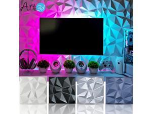 Art3d 3D Wall Panels PVC Diamond Textured 3D Wall Covering for Interior Wall Decor 12 Tiles 32 Sq Ft(White)