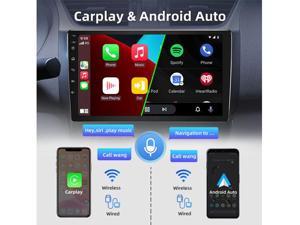 Binize 10.1 Inch Android Single Din Car Stereo with Wireless Carplay&Android Auto,Car Radio Touchscreen Head Unit Multimedia Player Support Bluetooth,GPS Navigation,WIFI,AM,FM,EQ,SWC,DSP+Backup Camera