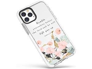 Iphone 12/Iphone 12 Pro Case,Pink Lily Floral Girls Women Inspirational Scripture Bible Verses Christian Quotes James 4:10 Soft Protective Clear Design Case Compatible For Iphone 12/Iphone 12 Pro