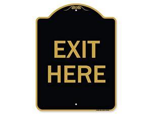 Designer Series SignParking Lot Sign Exit Here | Black & Gold 18" X 24" Heavy-Gauge Aluminum Architectural Sign | Protect Your Business & Municipality | Made In The Usa