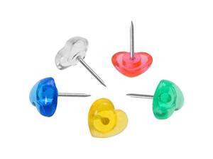 100 Pieces Push Pins Tacks, Plastic Love Heart Head, Steel Point, Random Color