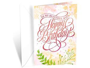 Romantic Wife Birthday Card | Happy Birthday Card For Wife From Husband | Made In America | Eco-Friendly | Thick Card Stock With Premium Envelope 5In X 7.75In | Packaged In Protective Mailer | Pr