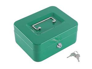 Medium Cash Box With Money Tray,Small Safe Lock Box With Key,Cash Drawer,7.87"X 6.30"X 3.54" Green Medium