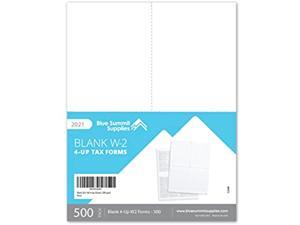 Blank 2021 W2 4-Up (Down), 500-Pack, 500 Employee Forms, Designed For Quickbooks And Accounting Software, Ideal For E-Filing, Works With Laser Or Inkjet Printers, 500 Four Part Forms