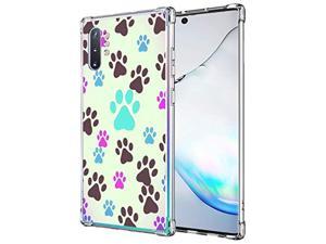 Dog Case For Galaxy Note 10 Plus, Military Grade Protection[Air Armor Designed] Hard Pc + Flexible Tpu Frame Case Cover For Samsung Galaxy Note 10 Plus/5G- Dog Paw Prints Pet Lovers