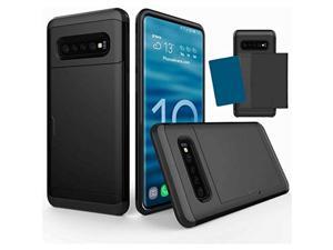 Samsung Galaxy S10 Plus Case, Ultra-Thin Shockproof Hard Back Silicone Dual Layer Protective Credit Card Holder Id Cards Slot Scratchproof Cover Case For Samsung Galaxy S10 Plus (Black)
