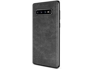 Samsung Galaxy S10 Plus Case,  Slim Pu Leather Vintage Shockproof Phone Case Cover Lightweight Premium Soft Tpu Bumper Hard Pc Hybrid Protective Case For Samsung Galaxy S10 Plus (Black)