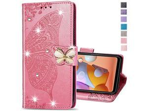 Compatible With Oneplus Nord N100 Case Glitter Bling With Card Holder And Stand Leather Flip Wallet Diamond Butterfly Shockproof Protective Case For Oneplus Nord N100 5G Crystal Pink