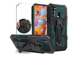 Galaxy A11 Case,Samsung A11 Case,With Hd Screen Protector Military Grade Protective With Belt Clip And Kickstand Protective For Samsung Galaxy A11 Phone Cases 6.4" (Dark Green)