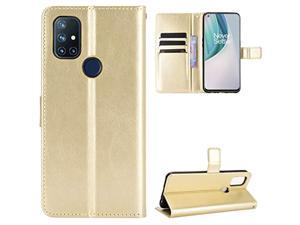 For Oneplus Nord N10 Case,Oneplus Nord N10 5G Case,Premium Pu Leather Card Slots Magnetic Kickstand Flip Hand Strap Wallet Case For Oneplus Nord N10 5G 2020 -Gold