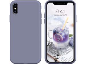 iPhone X Case,iPhone Xs Case, Liquid Silicone Soft Gel Rubber Slim Cover with Microfiber Cloth Lining Cushion Shockproof Full Body Protective Case for iPhone X/iPhone Xs, Lavender Gray
