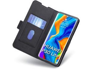 Huawei P30 Lite Case Wallet, Huawei P30 Lite Cases with Card Holder, Kickstand, P30 Lite Phone Cases, Ultra Slim Huawei P30 Lite Leather Case, Flip/Folio Phone Cover Full Protection. Black