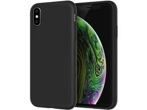 JETech Silicone Case for iPhone X, iPhone Xs, 5.8-Inch, Silky-Soft Touch Full-Body Protective Case, Shockproof Cover with Microfiber Lining (Black)