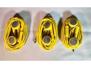 3 x Yellow Headphones Earbuds 3.5mm in-Ear Headset with Microphone Earphone by Master Cables