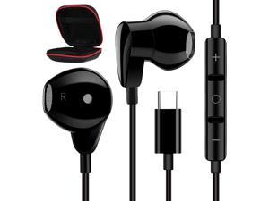 HGCXING USB C Headphones for Samsung S20 FE, HiFi Stereo Type C Earbuds Wired with Microphone & Volume Control Bass Noise Cancelling Earphones for Galaxy Z Flip 3 S21 FE 5G Note20 Google Pixel 6 Pro 5