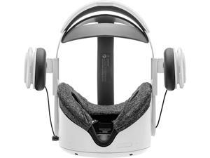 Stereo VR Headphones Custom Made for Oculus Quest 2 Elite Head Strap & Original Head Strap-On Ear Deep Bass 3D 360 Degree Sound (White)