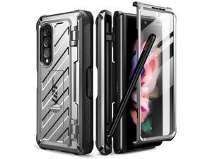 SUPCASE Unicorn Beetle Pro Series Case for Samsung Galaxy Z Fold 3 5G (2021), Full-Body Dual Layer Rugged Case with Built-in Screen Protector & Kickstand & S Pen Slot (Silver)