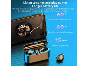 Wireless Earbuds, Bluetooth 5.0 Graphene bass Hi-Fi Headphones with 1500mAh LED Charging Case, IPX7 Waterproof in-Ear Headset 60H Playtime, Binaural Stereo Sound Earphones, Noise Canceling w/Mic (Blac