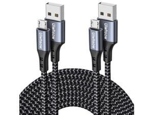Micro USB Charger Cable 2Pack 10ft Android USB to Micro Cable Nylon Braided Charging Cable Compatible with Samsung Kindle Android Phones Galaxy S7 Edge Moto G5 PS4 BlckGrey