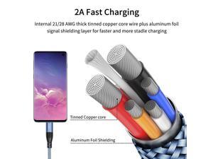 USB C Cable 1M2M3M 3PackType C Charger Fast ChargingUSB C Charger Fast Charging Nylon Braided Compatible Samsung S10 S9 Huawei P10 Google Pixel Sony Xperia LGTile Blue