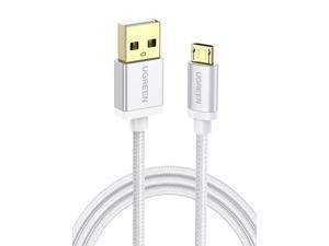 UGREEN Micro USB Cable Nylon Braided Fast Quick Charger USB to Micro USB 20 Android Charging Cord for Galaxy S7 S6 Edge A10 J3 Prime Redmi Note 5 Pro PS4 Xbox One Controller6ft Silver White