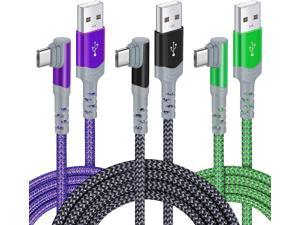 USB Type C Charging Cable 3Pack 10FT3M B 90 Degree Right Angle USB A to USB C Fast Charger Cord Compatible for Samsung Galaxy S20 S10 S9 S8 Plus Note10 9 8 LG G8 G6 V40 V30