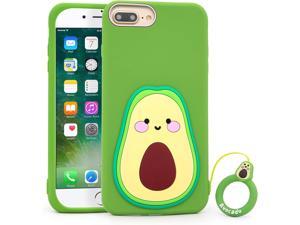 Y Cute iPhone 6 Plus Case iPhone 6s Plus Case iPhone 7 Plus Case iPhone 8 Plus Case Funny 3D Cartoon Fruit Avocado Shaped Soft Silicone Shockproof Back Case Cover Skin with Keychain