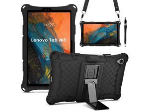 D Case Compatible with Lenovo Tab FHD TB8705FLenovo Tab M8 HD TB8505F Include Strap  Stylus Soft Silicone Protective Cover with Stand for Lenovo M8 3rd Gen TB8506 Black
