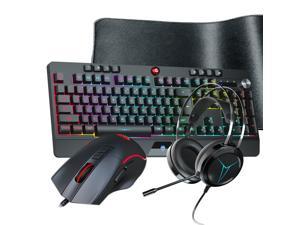 Ludus Dominum All-in-One PC Gaming Set, Rainbow Backlit 104 Keys Keyboard USB Wired 7200DPI RGB  Mouse 50mm Speaker Driver Stereo Headphone Mousepad Combo