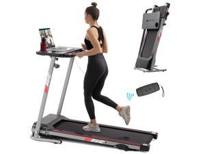FYC Folding Treadmill for Home with Desk - 2.5HP Compact Electric Treadmill for Running and Walking Foldable Portable Running Machine for Small Spaces Workout 265LBS, JK1608-2