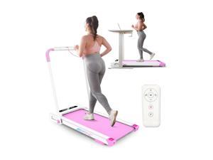 FYC Under Desk Treadmill  2 in 1 Folding Treadmill for Home 300LBS Weight Capacity Free Installation Foldable Treadmill Compact Electric Running Machine Walking Jogging for HomePink