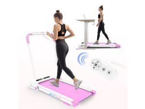 FYC 2 in 1 Under Desk Treadmill  25 HP Folding Treadmill for Home InstallationFree Foldable Treadmill Compact Electric Treadmill Remote Control LED Display Walking Running Jogging for Home Pink
