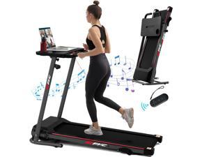 FYC Folding Treadmill for Home with Desk  25HP Compact Electric Treadmill for Running and Walking Foldable Portable Running Machine for Small Spaces Workout 265LBS JK16082 Black