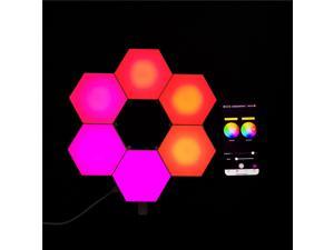 Hexagonal LED lights, APP-controlled WiFi smart RGB light board, geometric lights, DIY panel lights, USB connection, multiple colors Can be spliced at will For game decoration,6pcs