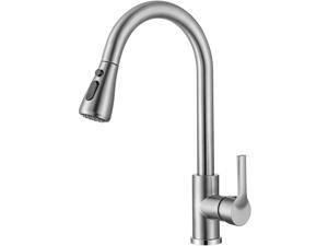 Kitchen Faucet with Pull Down Sprayer Brushed Nickel, High Arc Single Handle Kitchen Sink Faucet Without Deck Plate, Commercial Modern Stainless Steel Kitchen Sink Faucet (Brushed Nickle)