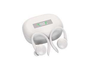 Abelanja Sports Bluetooth Wireless Headphones with Mic IPX5 Waterproof Ear Hooks Bluetooth Earphones HiFi Stereo Music Earbuds for Phone White