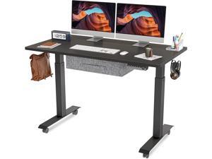 FEZIBO Electric Height Adjustable Standing Desk with Drawer, 48 x 24 Inches Splice Board, Black Frame/Black Top FEZIBO Electric Height Adjustable Standing Desk with Drawer, 48 x 24 Inches Splice Board, Black Frame/Black Top