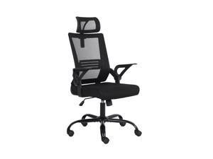GIVENUSMYF Black High Back Mesh Office Chair, Swivel Task Chair, Height Adjustable Seat, Headrest - Breathable Mesh Backrest, Lumbar Support for Spine, Black