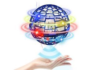 Flying Ball Toys, Flying Boomerang Spinner Drone Ball 360°Rotating Soaring Orb Toy Built-in LED Hand Flying Boomerang Ball UFO Floating Orb Mini Orb Drone for Kids Blue